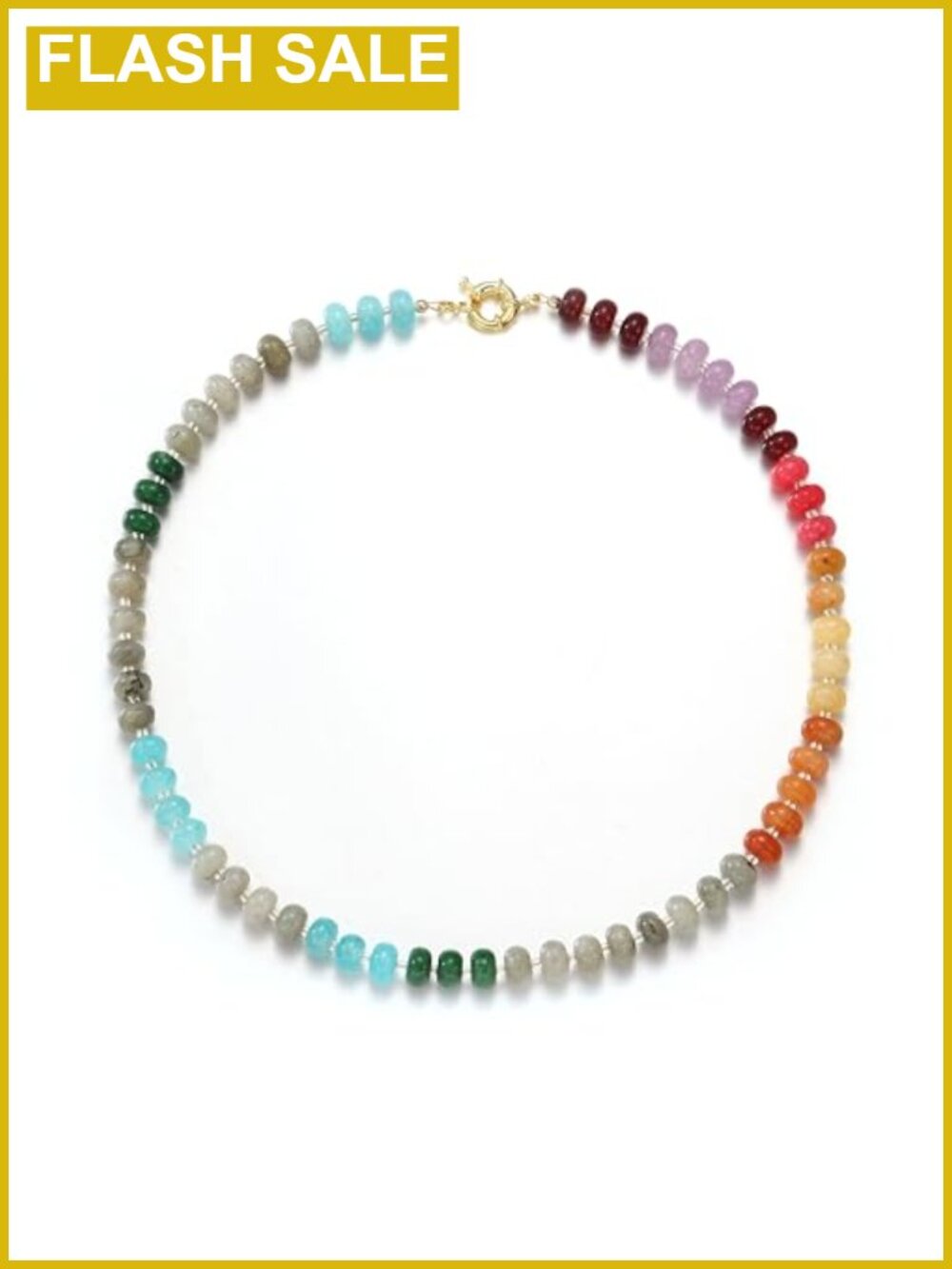 Handmade Natural Stone Beaded Choker Necklace Adjustable Boho Beach Jewelry